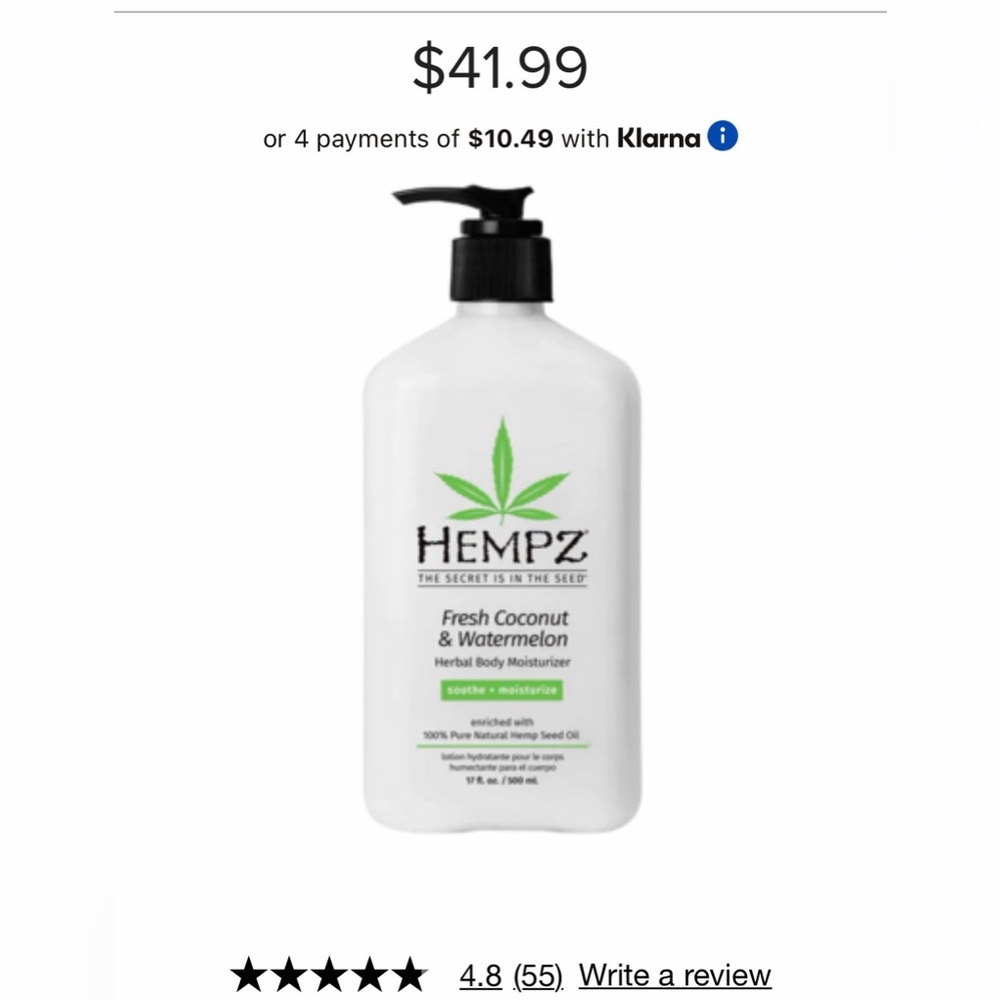 HEMPZ- Fresh Coconut Watermelon Herbal Body Moisturizer